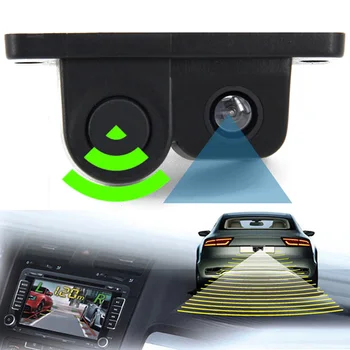 

2 In 1 LCD Car SUV Reverse Parking Sensor Car Rear View Backup Camera Dual Probe Ultrasonic And 1200 Wide Angle