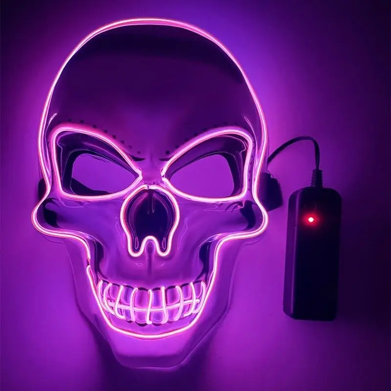 

Pink Terror Masks Party Ghost Halloween Skelet Masks Light Glow Night Horror Mask Glowing Masker Evil Mask Led Mask Stage Tool