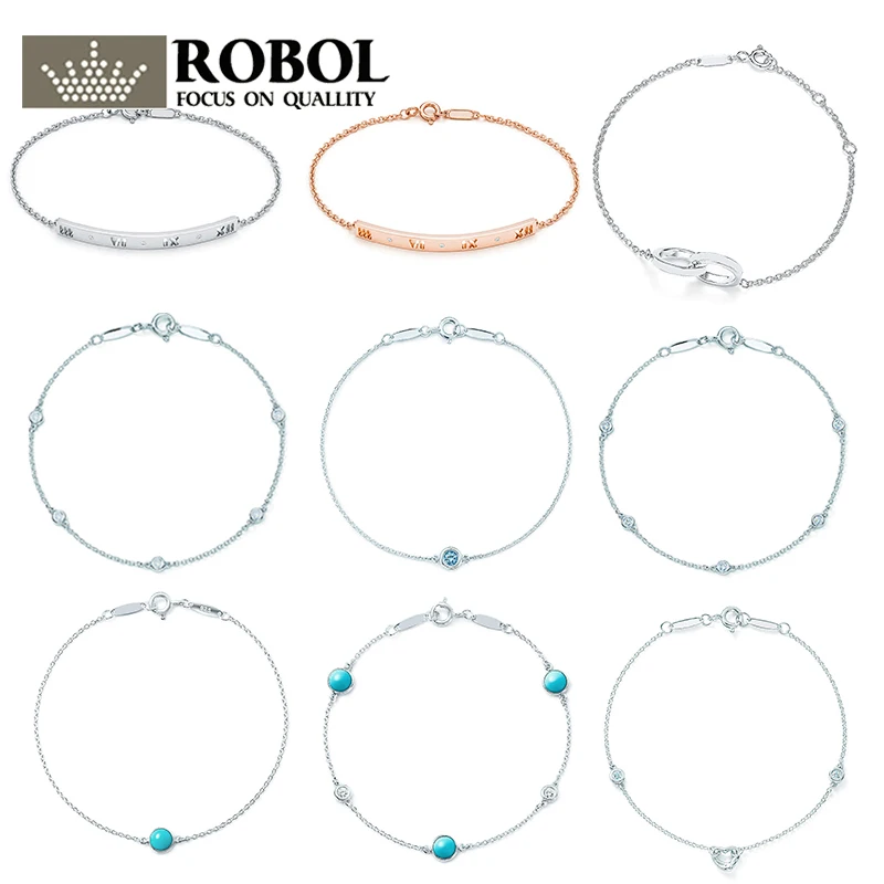 

SL 04 TFX RLLEN Quality Original 925 Silver Classic Elegant Fashion Bracelet with Logo Woman Girl DIY Jewelry Gift Wholesale