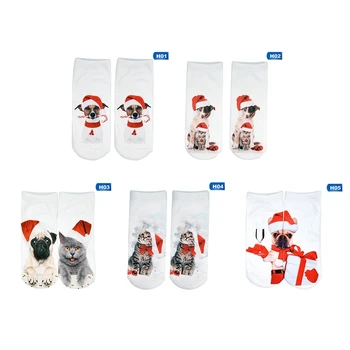 

Christmas socks cat and dog cartoon santa claus elk animal pattern socks holiday warm fashion cartoon christmas socks 1 pair