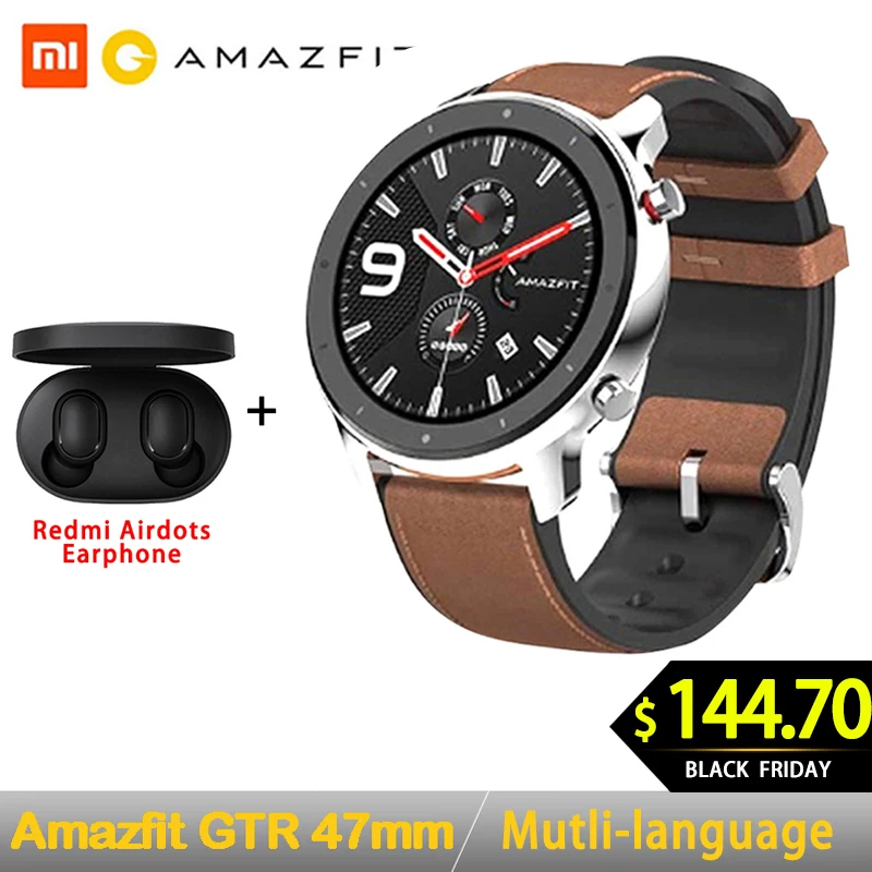 Глобальная версия Amazfit GTR 47 мм Смарт-часы Huami 5ATM водонепроницаемые Смарт-часы 24 дня батарея gps управление музыкой для Android IOS