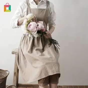 

Skirt apron female Nordic washed cotton apron kitchen utensils sling lace home baking apron Cozy