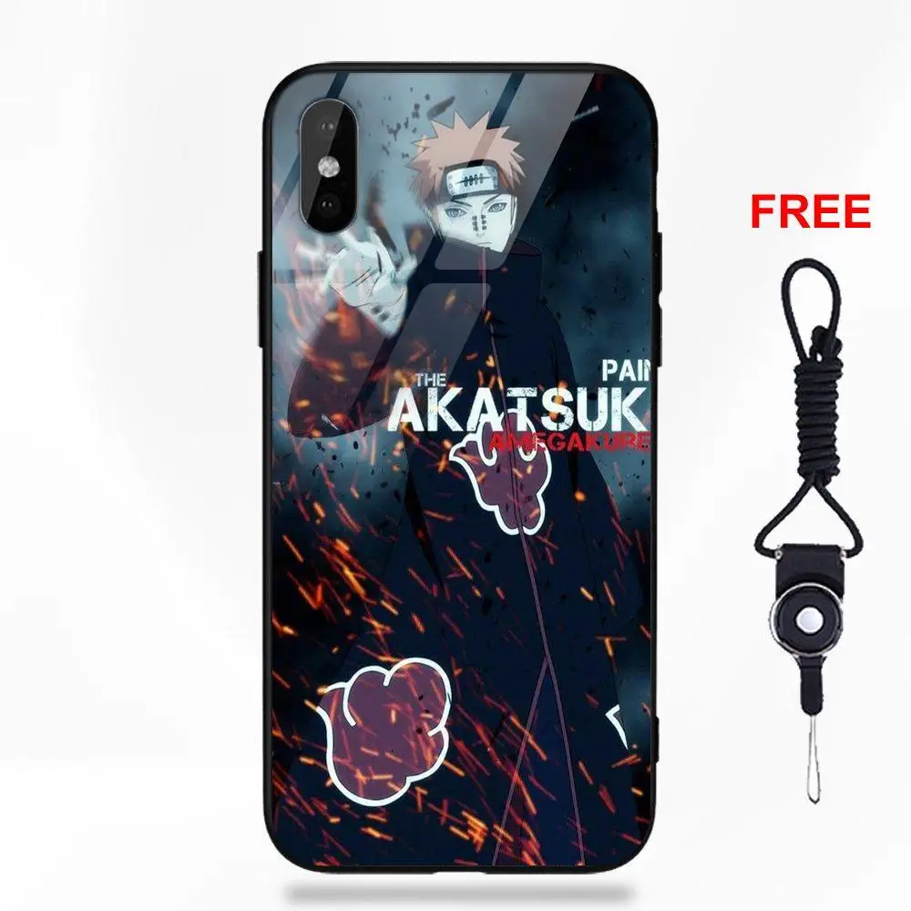 Мультфильм Аниме Наруто Akatsuki для Apple iPhone X XS Max XR 5 5C 5S SE 6 6S 7 8 Plus мягкая ТПУ Рамка+ крышки из закаленного стекла чехол - Цвет: as picture