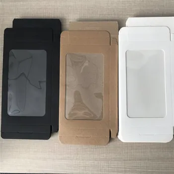 

5pcs/lot Black White Kraft Paper Window Box Blank Cardboard Packaging Boxes Phone Case Package Box With Hanging Head