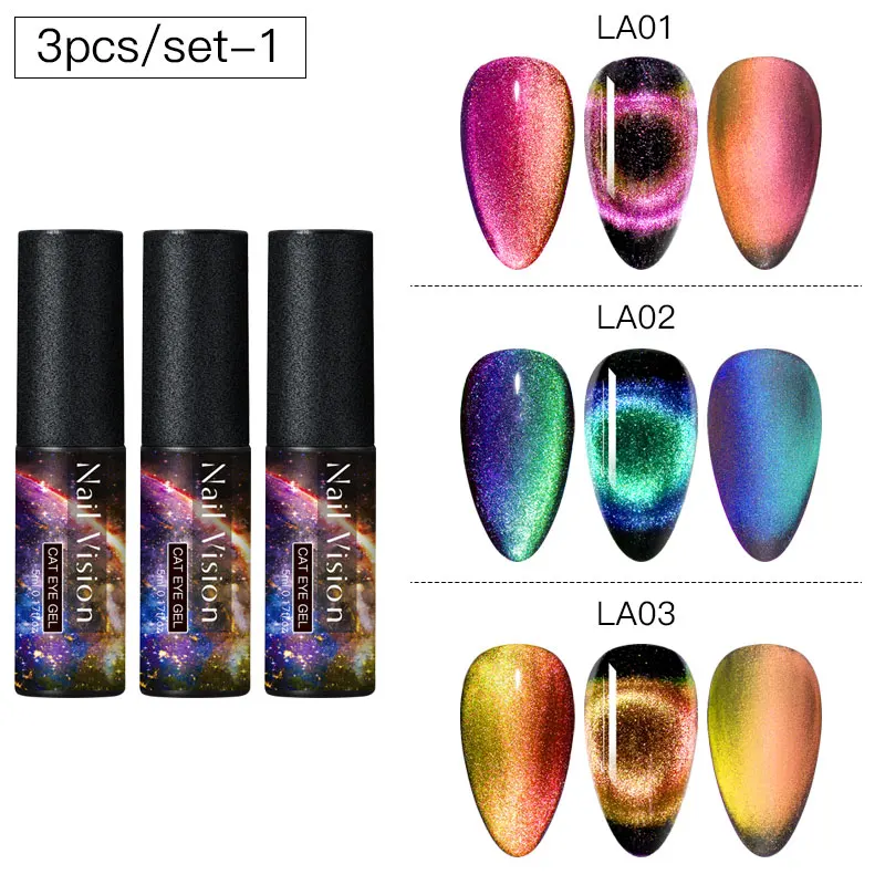 Nail Vision 9D Galaxy Cat Eye Nail Gel Chameleon Magnetic Soak Off UV Nail Varnish 5D/7D 5ml Semi Permanent Manicure Gel Lacquer - Цвет: HHZH08051