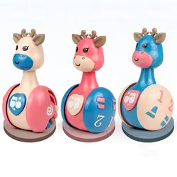 Hochet de dentition pour bébé de 0 à 12 mois, jouet mignon en forme de cerf, gobelet coulissant pour enfants, hochet sensoriel 