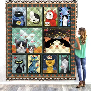 

3D Cat Photograph Printing Digital Quilt 2019 Nature Lovely Cool Splice Comforter Painting Fashion Summer Quilt For Beds