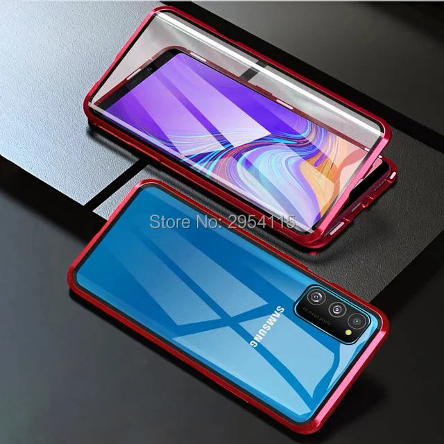 red Двусторонний стеклянный Магнитный флип-чехол для samsung galaxy m30s m30 s m 30 s m307f/ds 6,4 ''360 ° полная задняя крышка из закаленного стекла - Цвет: red
