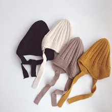 Мягкая Трикотажная Шапочка для новорожденного, для малыша реквизит для фотосессии однотонные кепки для мальчиков и девочек, детский Снежный костюм, вязанные шапочки осень-зима теплая шапка с ушками