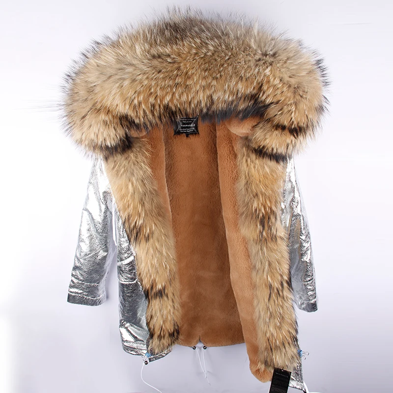 Silver Natural LongB Европа Новые женские парки Mujer пальто зима супер Съемная натуральная шерсть енота Входная защита мех теплое пальто куртки - Цвет: Silver Natural LongB
