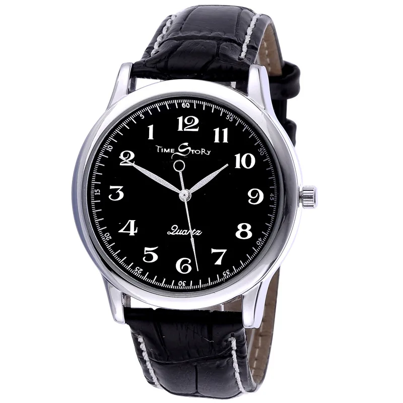Fashion Couple Quartz Watches Reverse Anticlockwise Direction Oil Pressure Dial Waterproof Leather