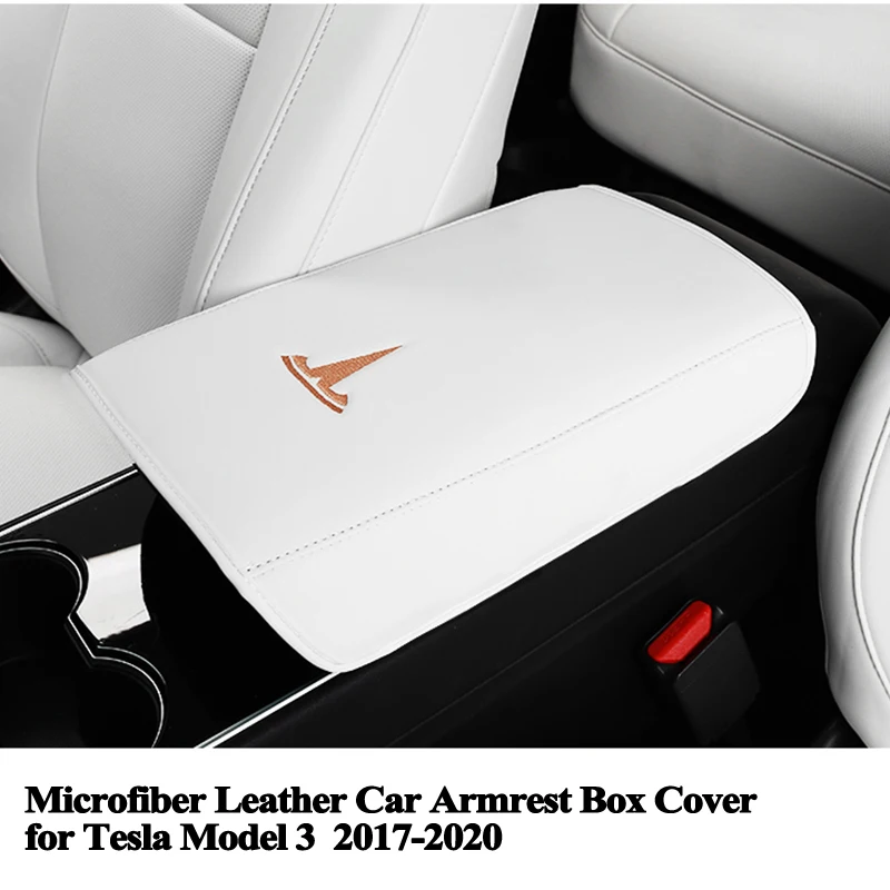 2020 For Tesla Model Y Carbon Fiber Look Interior Central Armrest Box Panel 1PCS