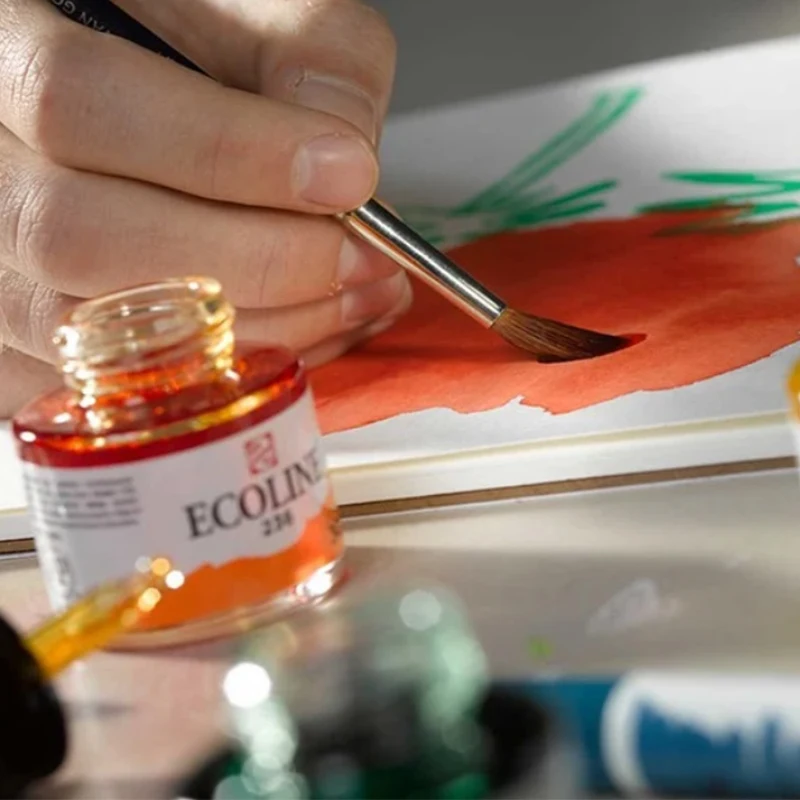 Ecoline Transparent Color 10 Color 30ML Watercolor Paint Pure Ink Set Glass Bottle Assemble Drawing Supplies Illustration Tool