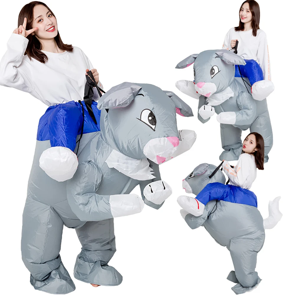 

Adult Rabbit Inflatable Costume Halloween Dinosaur Cosplay Animal Anime Fancy Dress Riding On Dino Air Blow Up Carnival Costumes