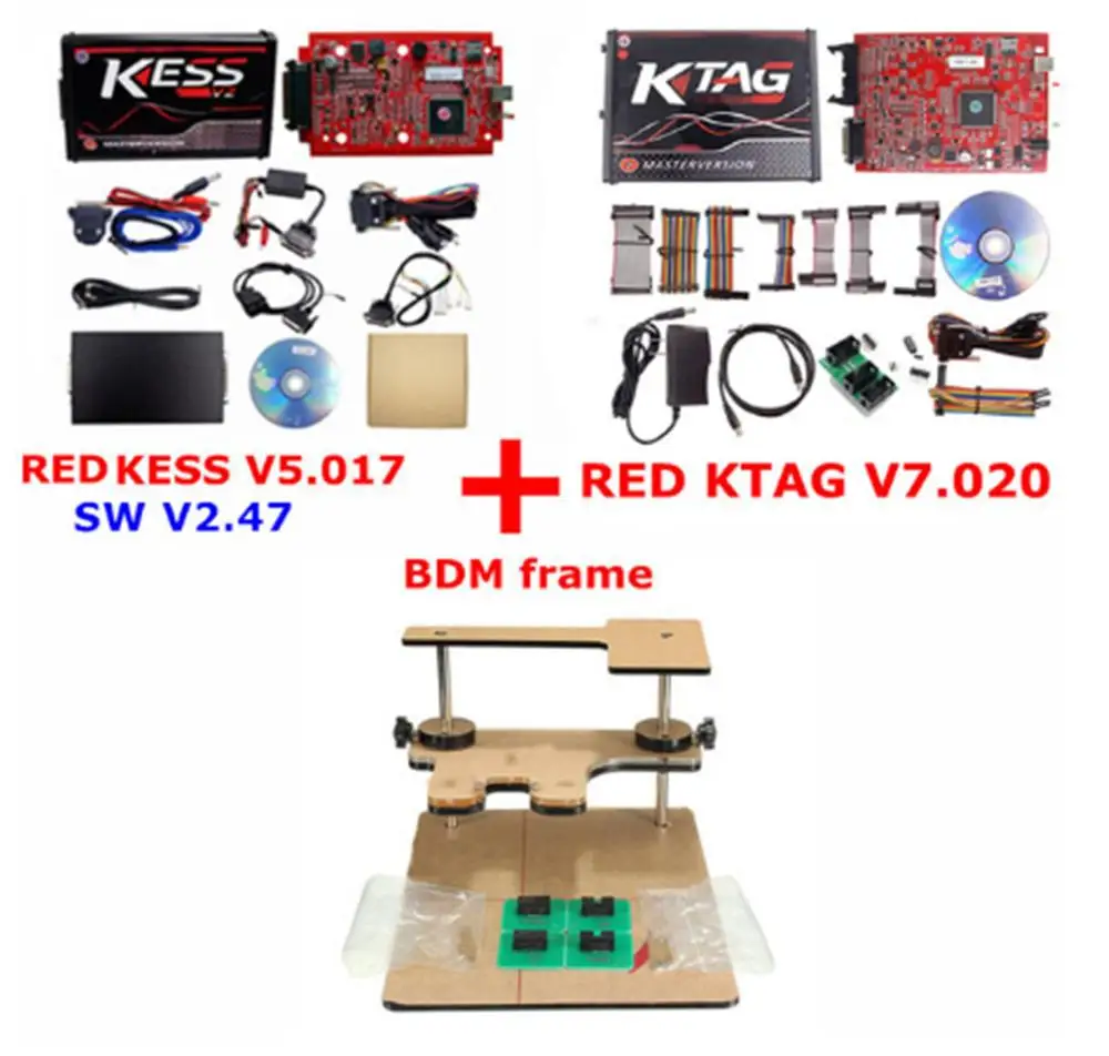 V2.47 ЕС красный Kess V5.017 OBD2 ECU чип Тюнинг Комплект KTAG V7.020 4 светодиодный Kess V2 5,017 программатор BDM K-TAG V2.25 ECU программист - Цвет: KESS KTAG BDM FRAME