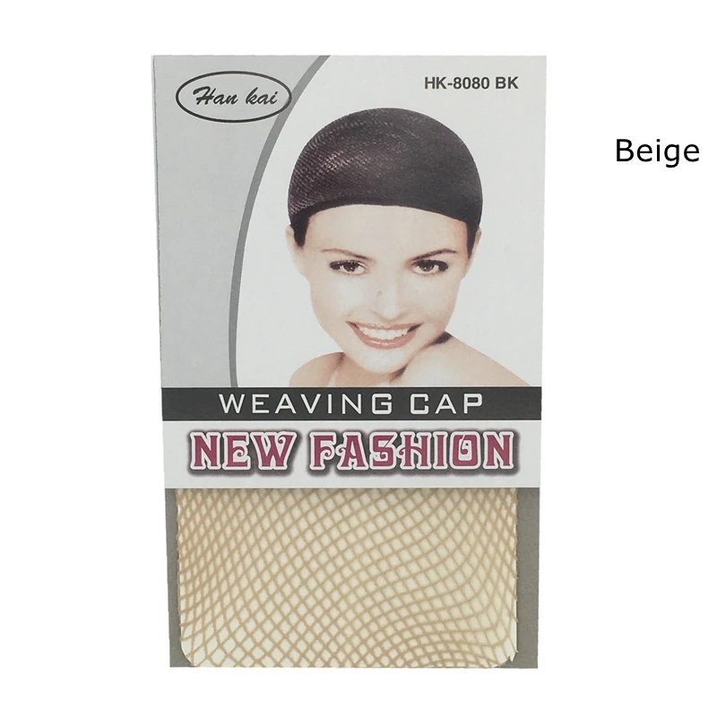 

16 packs Beige NEW Fashion Black Weaving Cap Single Open Stretchable Elastic Hair Net Top Closed Snood Wig Cap Hairnet Hair Mesh