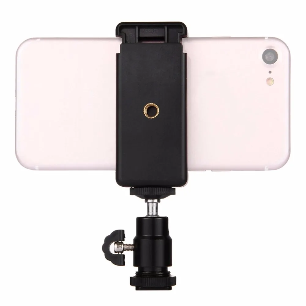 PULUZ Hot Shoe Tripod Head+Tripod Stand Clamp Universal 360 Degrees Stable For Smartphones Black | Электроника