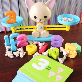 

Children Math Toy Dog Balance Digital Game include 30 pcs Cards/ Kids Counting and Addition Preschool Educational Toy