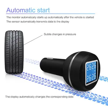 

TPMS Car Smart Tire Pressure Monitoring System Cigarette Lighter Plug Built-in Lithium Battery D580L DC8V 16V PSI And BAR Tpms