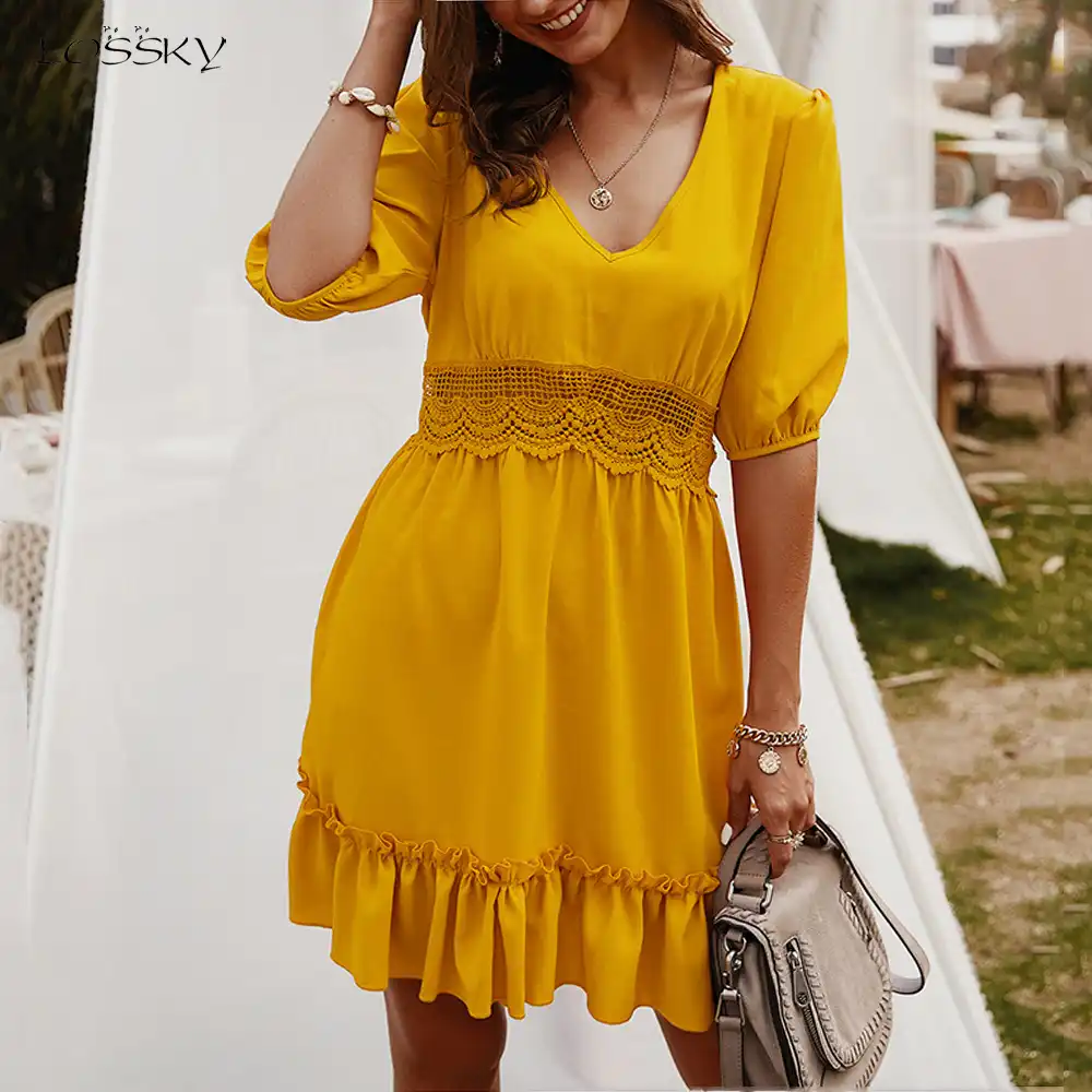 Womens yellow summer dress Clearance