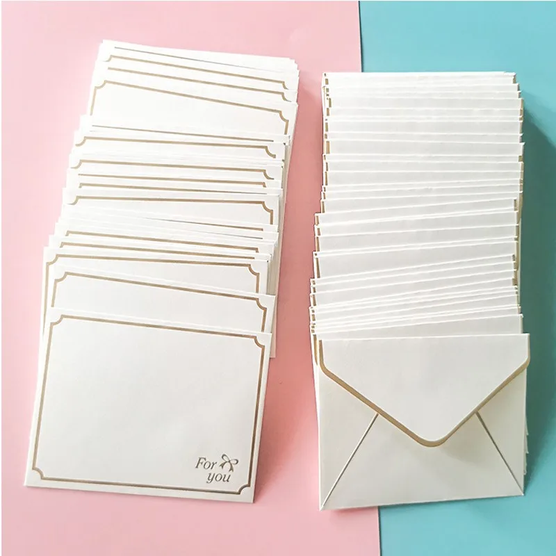 10Pcs Vintage White Bronzing Blank Pearl Paper Envelopes Wedding Party Invitation Envelope Greeting Cards Gift 100mmx80mm 10pcs lot vintage multicolor tie pearl envelopes for letters mailers kraft letter envelope for wedding invitation gift postcards