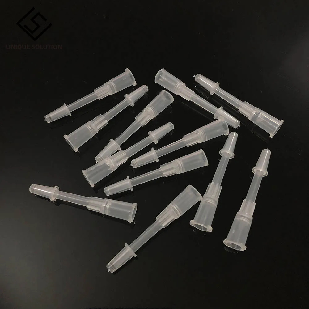 

100PCS Luer Lock Syringe Tips Liquid Dispenser Needles Gauge Round Plug Cap Plastic Dispensing Needle