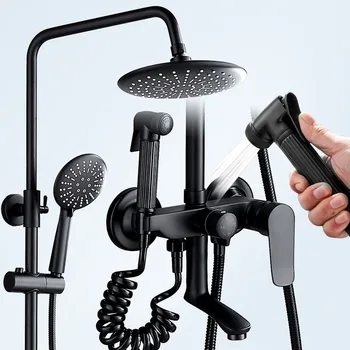 

Toilet Shower Room Full Copper Black Shower Shower Suit Woman Washer Four Archives Pressure Boost Decontamination Shower Nozzle