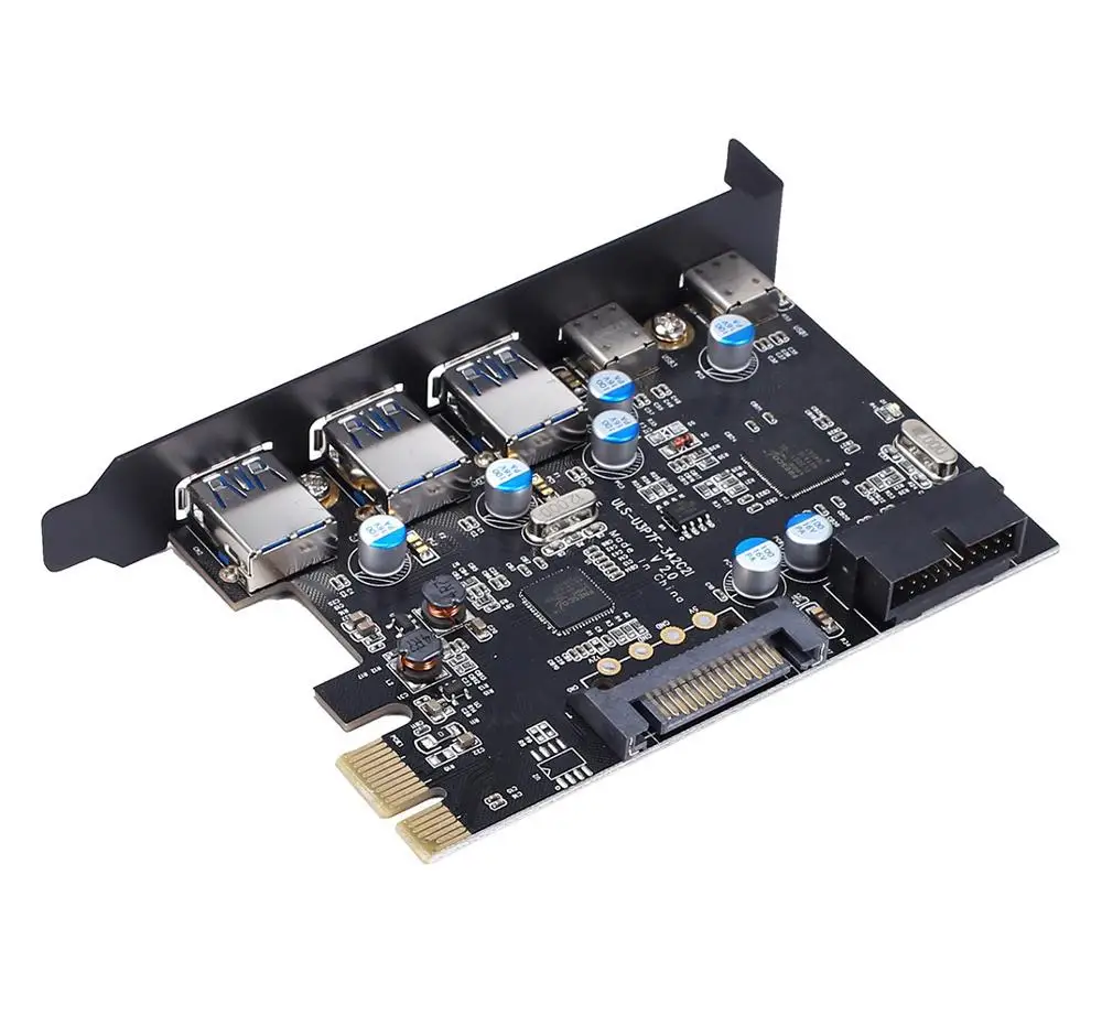 PCI Express Card to 3 PORTS USB 3.0 2 PORTS USB3.1 Type C Internal USB 3.0 20PIN 7 Ports HUB pcie to Type-c Converter Card