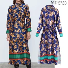 Увядшее осеннее женское платье в английском стиле, элегантное винтажное платье с цветочным принтом, Женское Платье vestidos de fiesta de noche vestidos блейзер