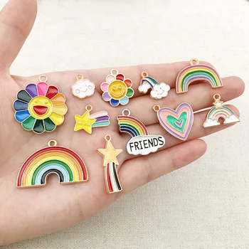 

Small Sun Flower Meteor Cloud Charm Pendant 40pcs Rainbow Alloy Earrings Charms for Bangles Alloy Jewelry Accessories Pendant