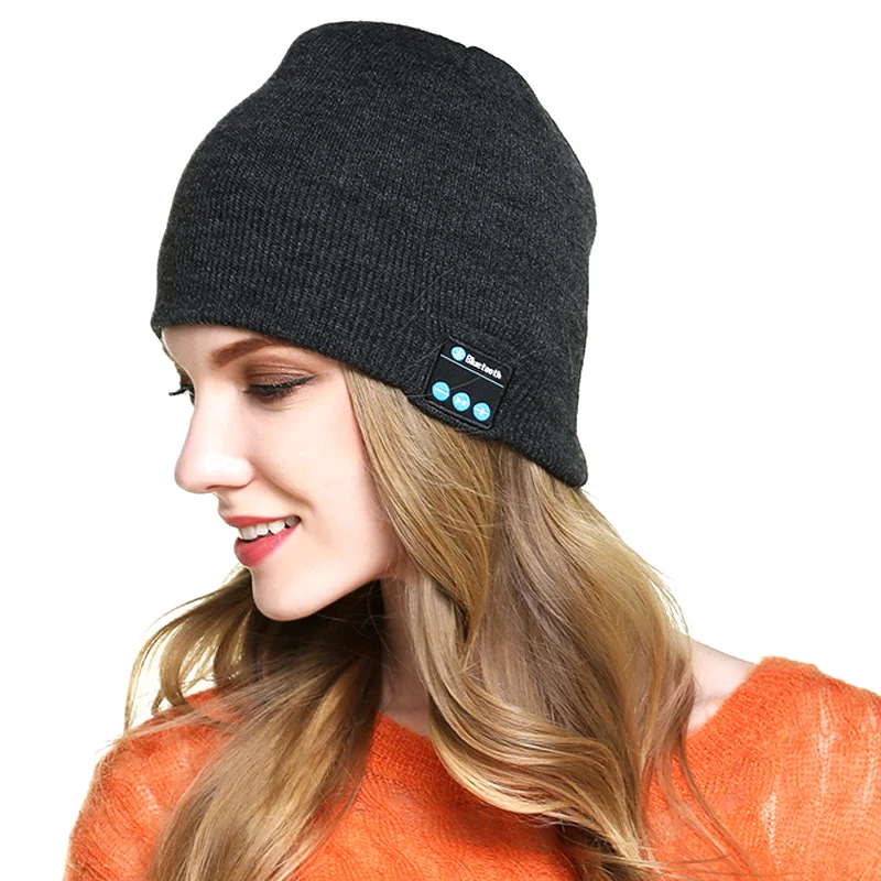 heather-grey Горячая Bluetooth Музыка вязать шапочку беспроводной смарт шапка гарнитура наушники Динамик MCK99 - Цвет: heather-grey