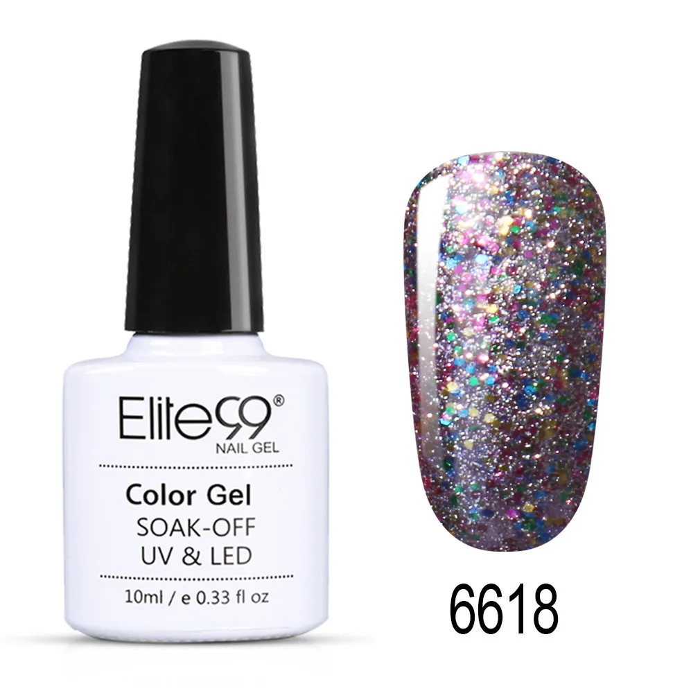 Elite99 10 мл звездный блеск УФ-гель для ногтей супер Сияющий УФ Гель-лак для ногтей Полупостоянный Гибридный гвоздь Эмаль Гель-лак - Цвет: 6618