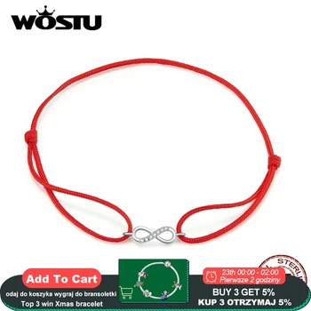 

WOSTU Lucky Infinite Love Red Rope Bracelet 925 Sterling Silver Chain Link Braceltes For Women Wedding Fashion Jewelry CQB176