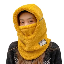 New Fleece Hat Women's Winter Tide Plus Velvet Cycling Winter Women Scarf Hat Set Plush Outdoor Warm Beanie Hooded Cap