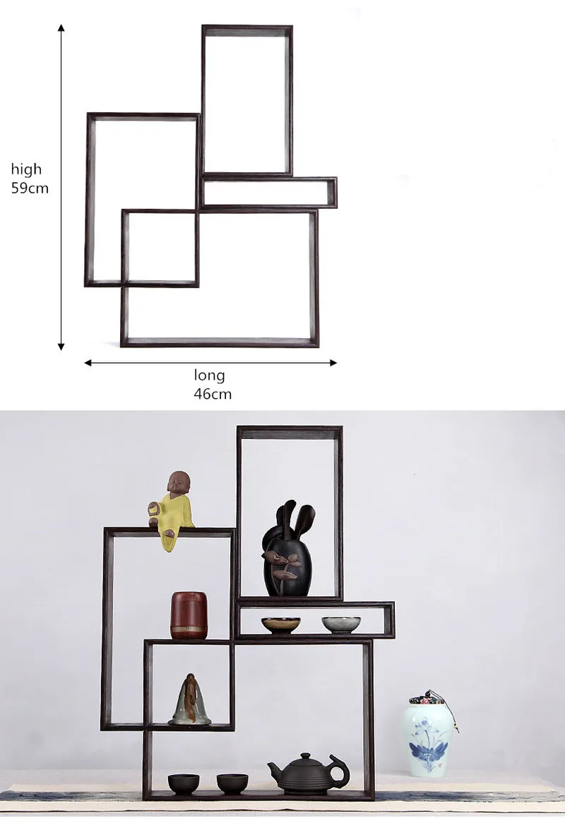 Современной плотной древесины черный Полки Полка минималистский декор чайный набор стеллажи деревянный магазин домашняя организация и стеллаж для хранения