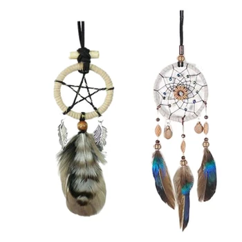 

2Pack Different Style Mini Feather Dream Catcher Handmade Dreamcatcher for Home Car Wall Hanging Pendant Decoration