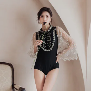 

Swimming Suit For Women Swimsuit 2019 Women's Swimwear One Piece Bathing Swimsuits Woman Summer Light Luxury Long Sleeve