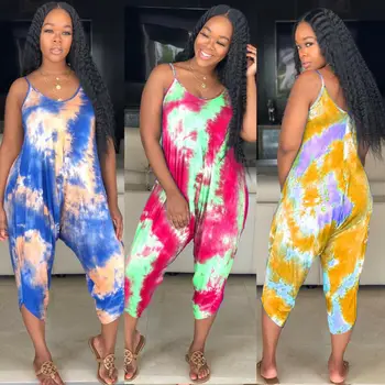 

Women's V Neck Loose Baggy Fit Summer/Beach/Party Jumpsuit Romper Harem Suit