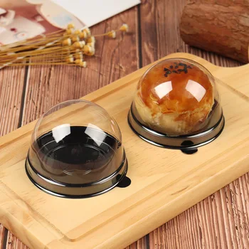 

100PCS Mini Round Plastic Moon Cake Box Container Transparent Cake Dome Packaging Boxes Wedding Party Food Decorations