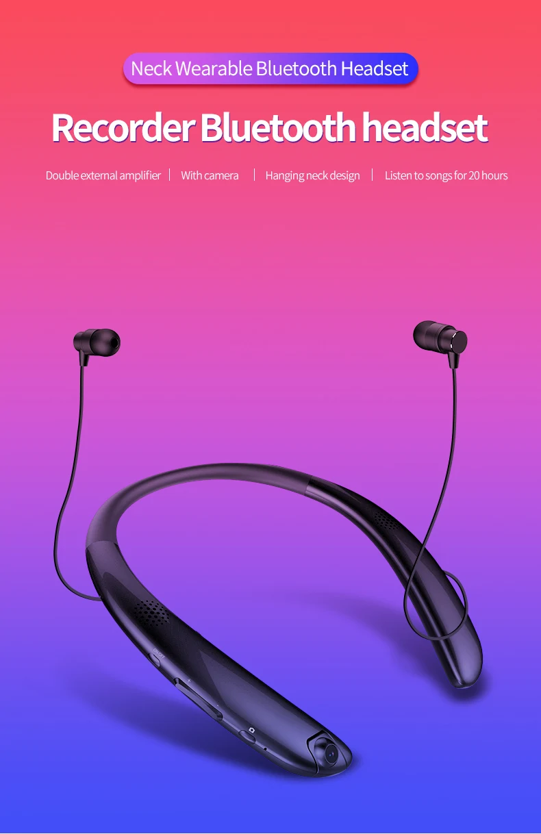 Беспроводные наушники V9 с функцией записи на шее, Bluetooth наушники с гарнитурой