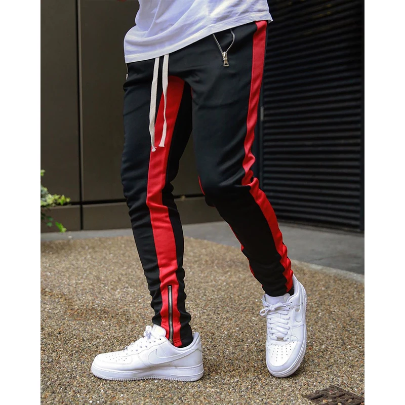 Мужские спортивные штаны для бега с боковой полоской, штаны-шаровары в стиле хип-хоп, уличная одежда, облегающие мужские спортивные штаны Kanye West Swag