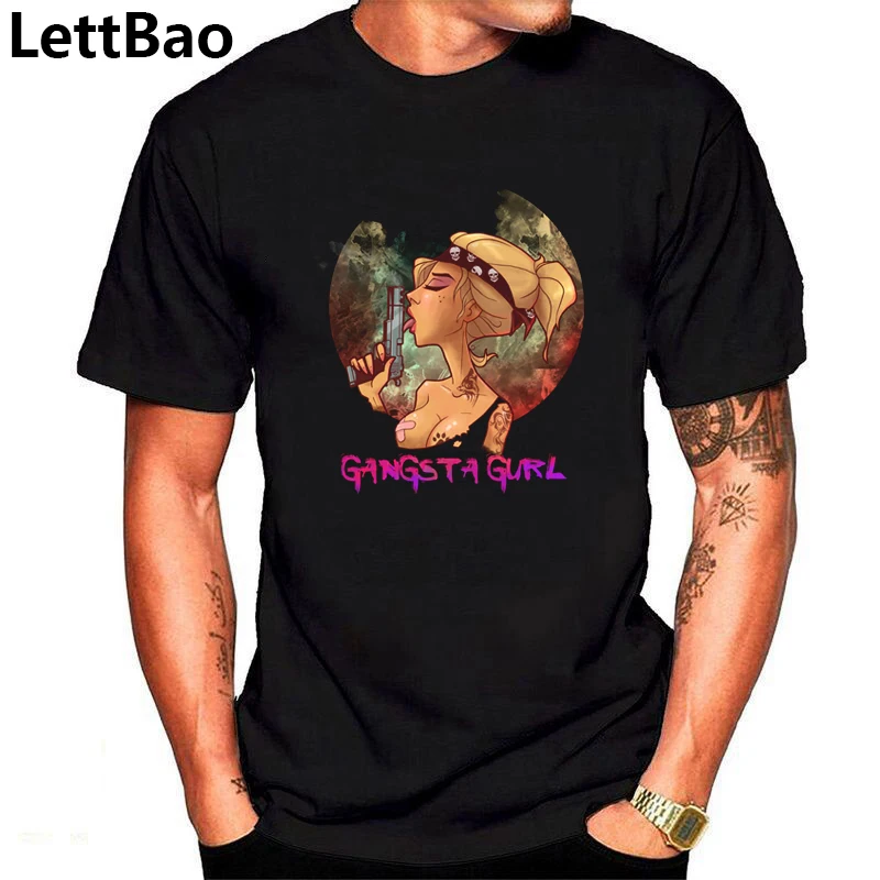 Mens T Shirts Fashion 2019 Men T Shirt Cotton Short Sleeve Men Fashion Shirt Tops Tees Men'S Gangsta Gurl T-Shirt