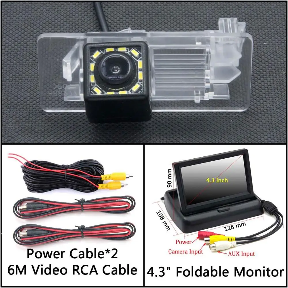 12 Светодиодный свет камера заднего вида для Skoda Rapid FL Rapid spaceback хэтчбек Octavia Автостоянка заднего хода назад с монитором - Название цвета: Cam N 4.3 inch Fold