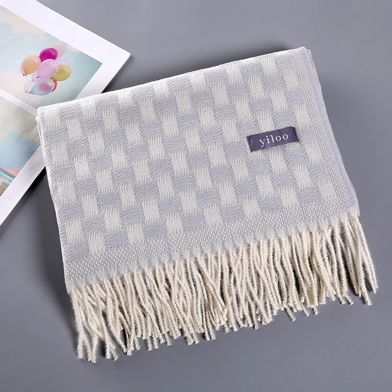 

2020 Luxury Brand Cashmere Winter Scarf for Women Plaid Shawls and Wraps Warm Cloak Ms Thick Blankets Tassel Scarves