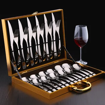 

6PCS Stainless Steel Western Tableware Set Steak Cutlery Gift Box Set Stainless Steel Steak Cutlery Cutlery