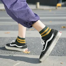 10 пар корейских ветровых носков с двумя полосками, Хлопковые женские носки, спортивные фабричные женские носки оптом