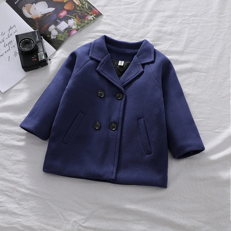 2-7Years Infant Kids Baby Boys Outerwear Coats Solid Wool Blends Spring Autumn Jacket Long Sleeve Fashion Children Clothing - 4