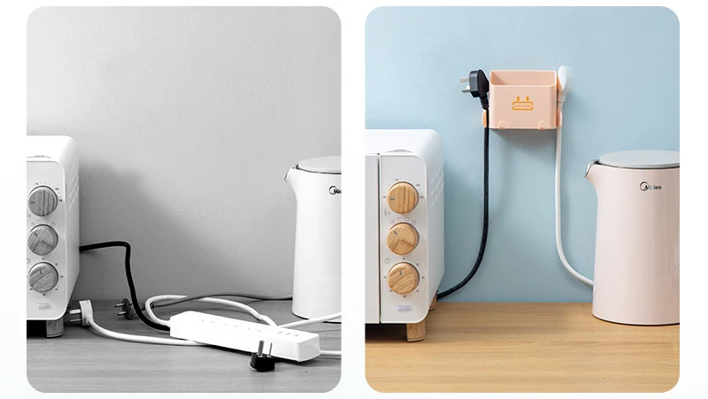 Wall-Mounted Storage Box Storage Rack Shelf Organizer Hooks Remote Control Mobile Phone Holder