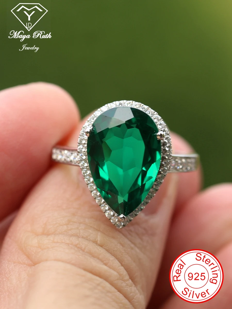 Bague émeraude, argent sterling, pierre précieuse verte, pierre de nai – Ambra Jewels