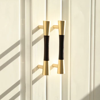 

Wood + brass Handles and knob Wardrobe T Bar Drawer Pulls Kitchen Cabinet Knobs and Handles Fittings for Furniture Handles